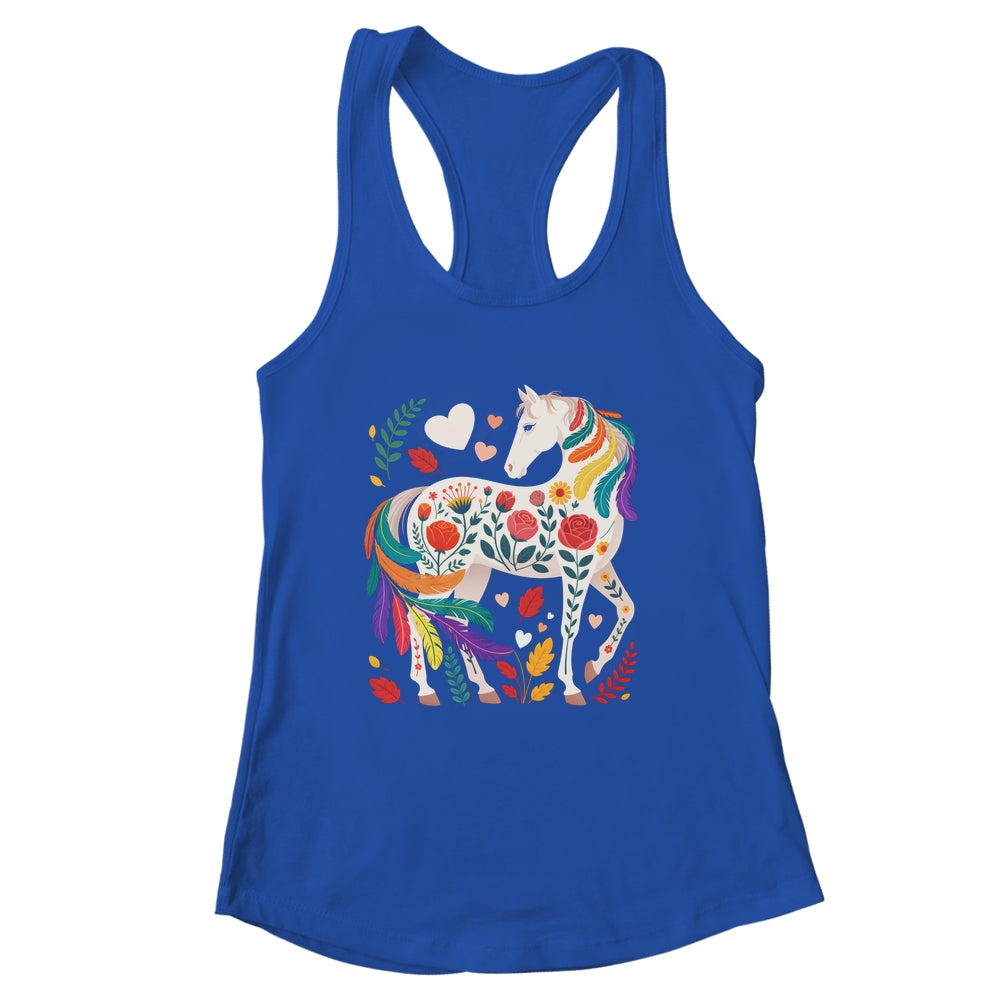 Funny Horses Lover Floral Horse Western Cowgirl Girls Women Shirt & Tank Top | siriusteestore