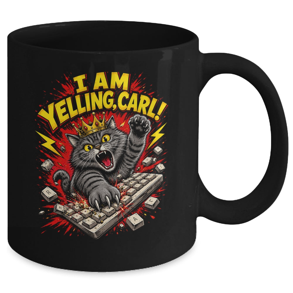 Funny I Am Yelling Carl Donut Cat Meme Mug | siriusteestore