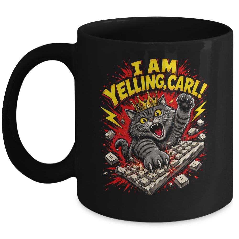 Funny I Am Yelling Carl Donut Cat Meme Mug | siriusteestore