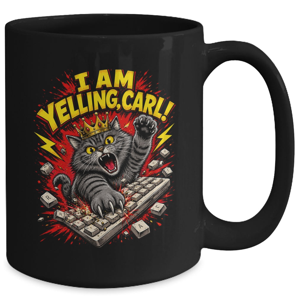 Funny I Am Yelling Carl Donut Cat Meme Mug | siriusteestore