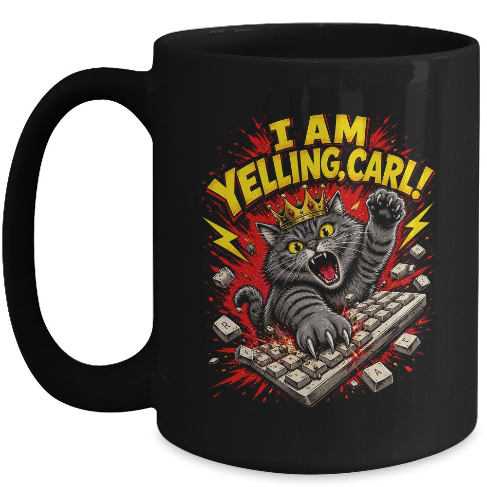 Funny I Am Yelling Carl Donut Cat Meme Mug | siriusteestore