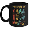 Funny I'd Rather Be Surfing Surf Board Beach Surfer Retro Mug | siriusteestore