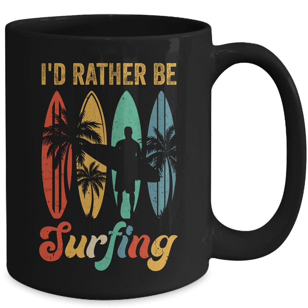 Funny I'd Rather Be Surfing Surf Board Beach Surfer Retro Mug | siriusteestore
