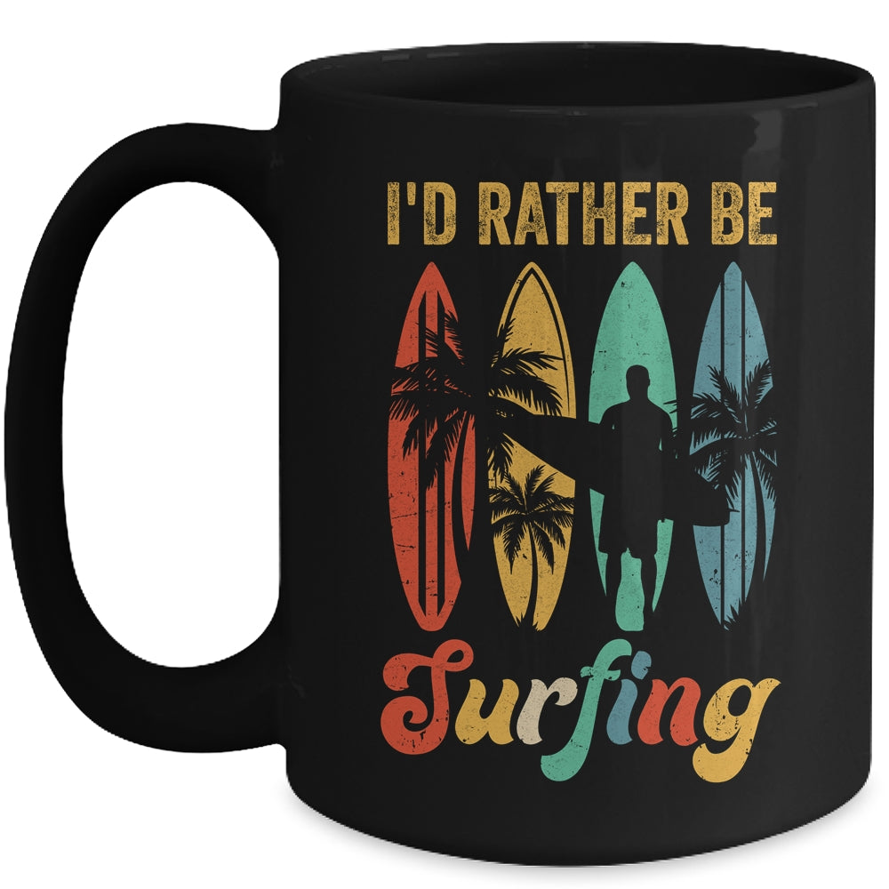 Funny I'd Rather Be Surfing Surf Board Beach Surfer Retro Mug | siriusteestore