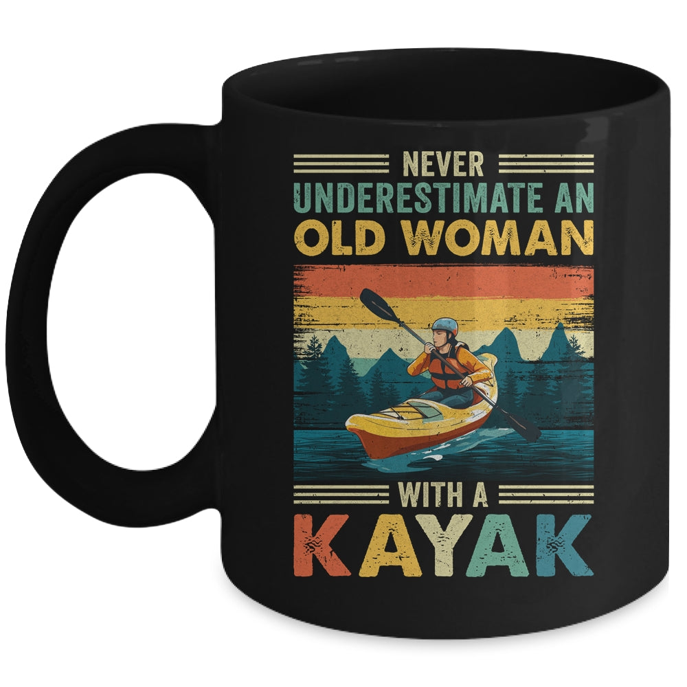 Funny Kayaking Design For Women Grandma Kayaker Kayak Retro Mug | siriusteestore