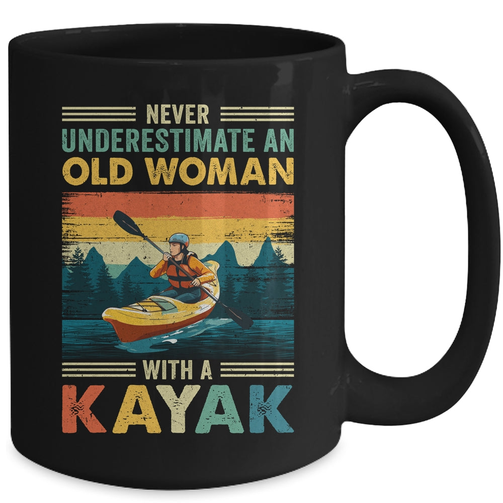 Funny Kayaking Design For Women Grandma Kayaker Kayak Retro Mug | siriusteestore