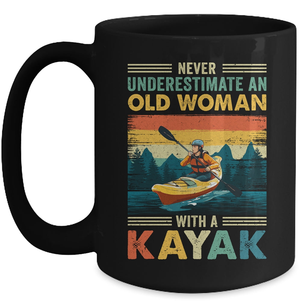Funny Kayaking Design For Women Grandma Kayaker Kayak Retro Mug | siriusteestore