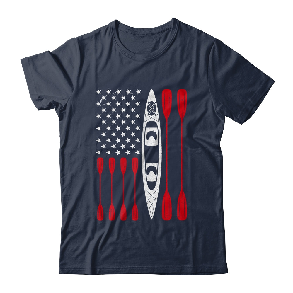 Funny Kayaking Kayak For Men Women Cool American Flag Shirt & Tank Top | siriusteestore