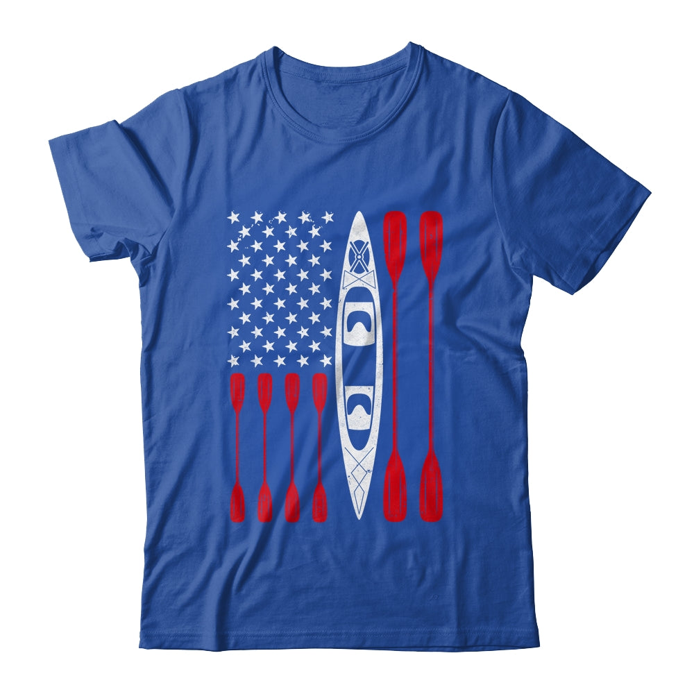 Funny Kayaking Kayak For Men Women Cool American Flag Shirt & Tank Top | siriusteestore