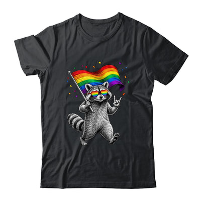 Funny LGBT Ally Raccoon Holding A Rainbow Flag Lgbt Support Shirt & Tank Top | siriusteestore
