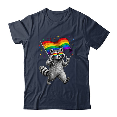 Funny LGBT Ally Raccoon Holding A Rainbow Flag Lgbt Support Shirt & Tank Top | siriusteestore