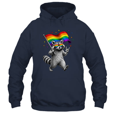 Funny LGBT Ally Raccoon Holding A Rainbow Flag Lgbt Support Shirt & Tank Top | siriusteestore