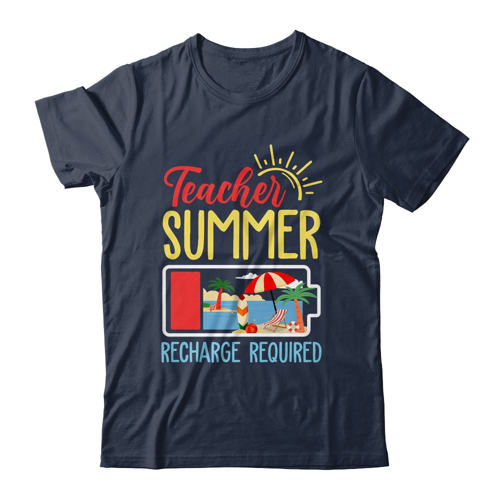 Funny Last Day Of School Teacher Summer Recharge Required Shirt & Tank Top | siriusteestore