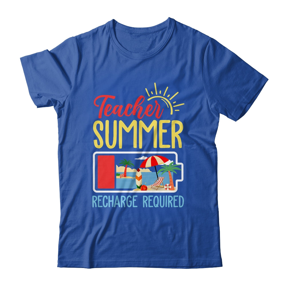 Funny Last Day Of School Teacher Summer Recharge Required Shirt & Tank Top | siriusteestore