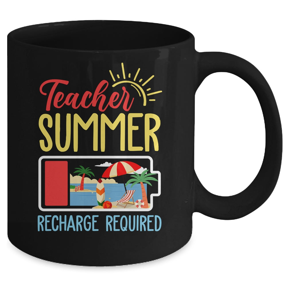 Funny Last Day Of School Teacher Summer Recharge Required Mug | siriusteestore