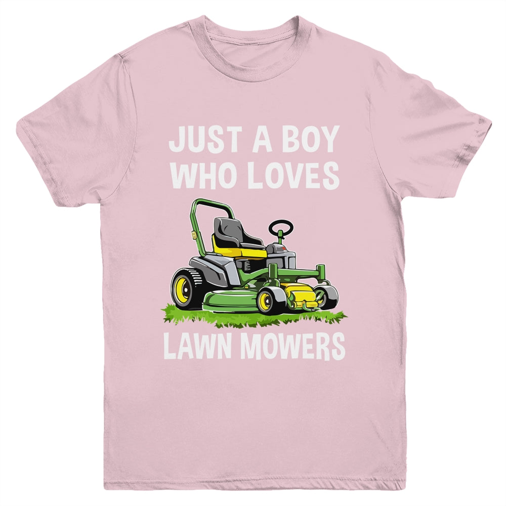 Funny Lawn Mowing For Boys Lawn Mower Farm Gardening Kids Youth Shirt | siriusteestore