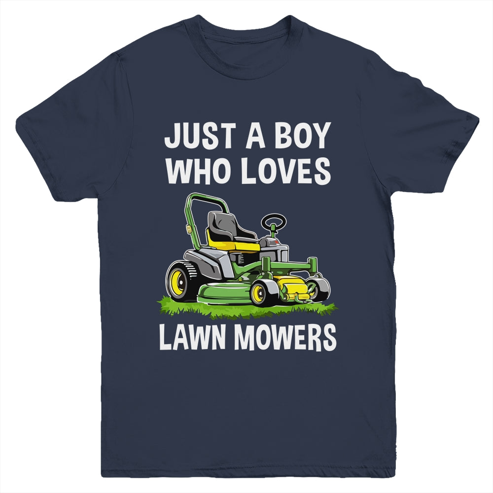 Funny Lawn Mowing For Boys Lawn Mower Farm Gardening Kids Youth Shirt | siriusteestore