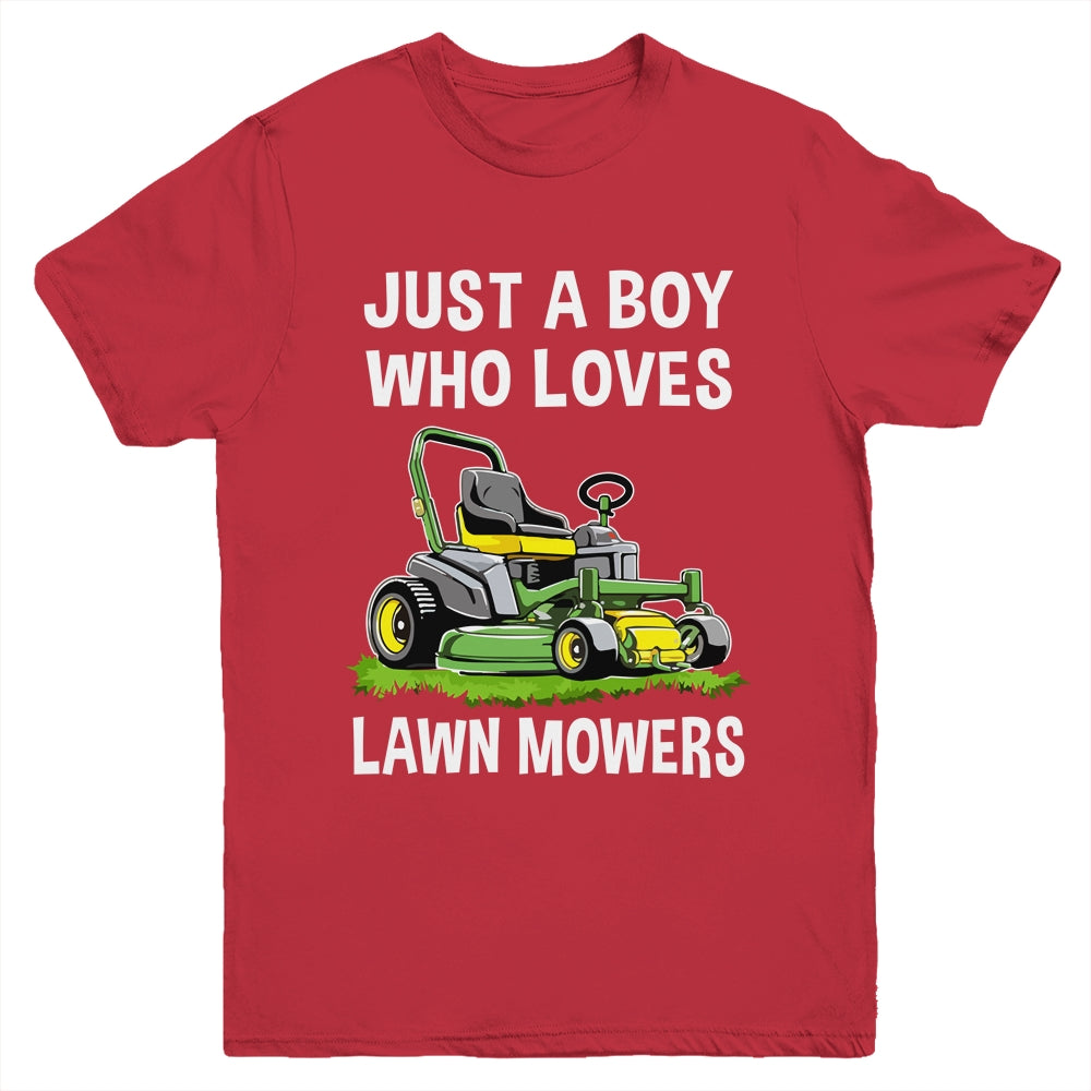 Funny Lawn Mowing For Boys Lawn Mower Farm Gardening Kids Youth Shirt | siriusteestore