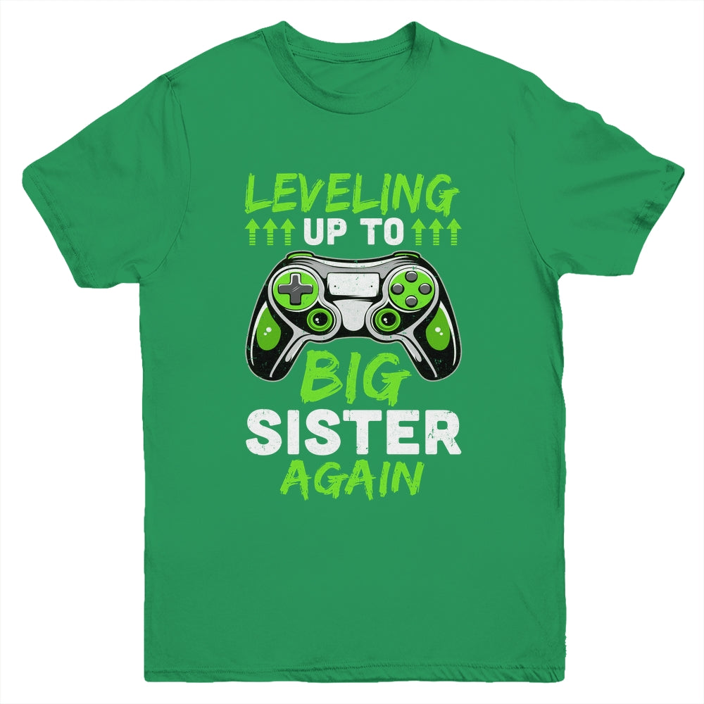 Funny Leveling Up To Big Sister Again Big Sis Gaming Youth Shirt | siriusteestore