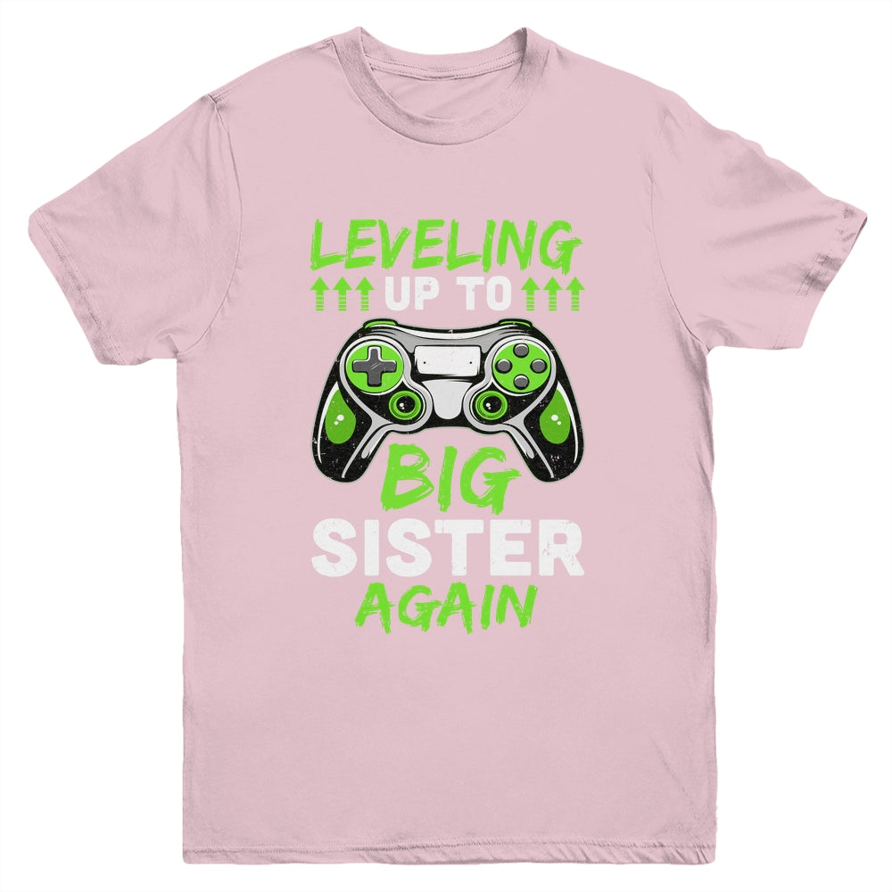 Funny Leveling Up To Big Sister Again Big Sis Gaming Youth Shirt | siriusteestore