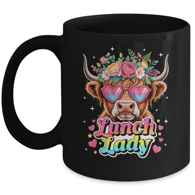 Funny Lunch Lady Valentines Highland Cow Sunglasses Heart Mug | siriusteestore