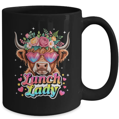 Funny Lunch Lady Valentines Highland Cow Sunglasses Heart Mug | siriusteestore