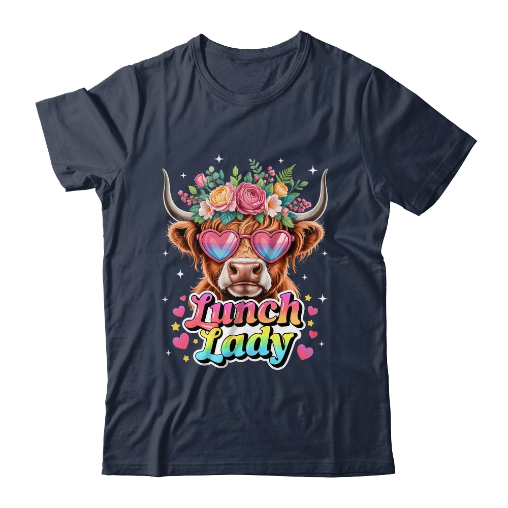 Funny Lunch Lady Valentines Highland Cow Sunglasses Heart Shirt & Tank Top | siriusteestore