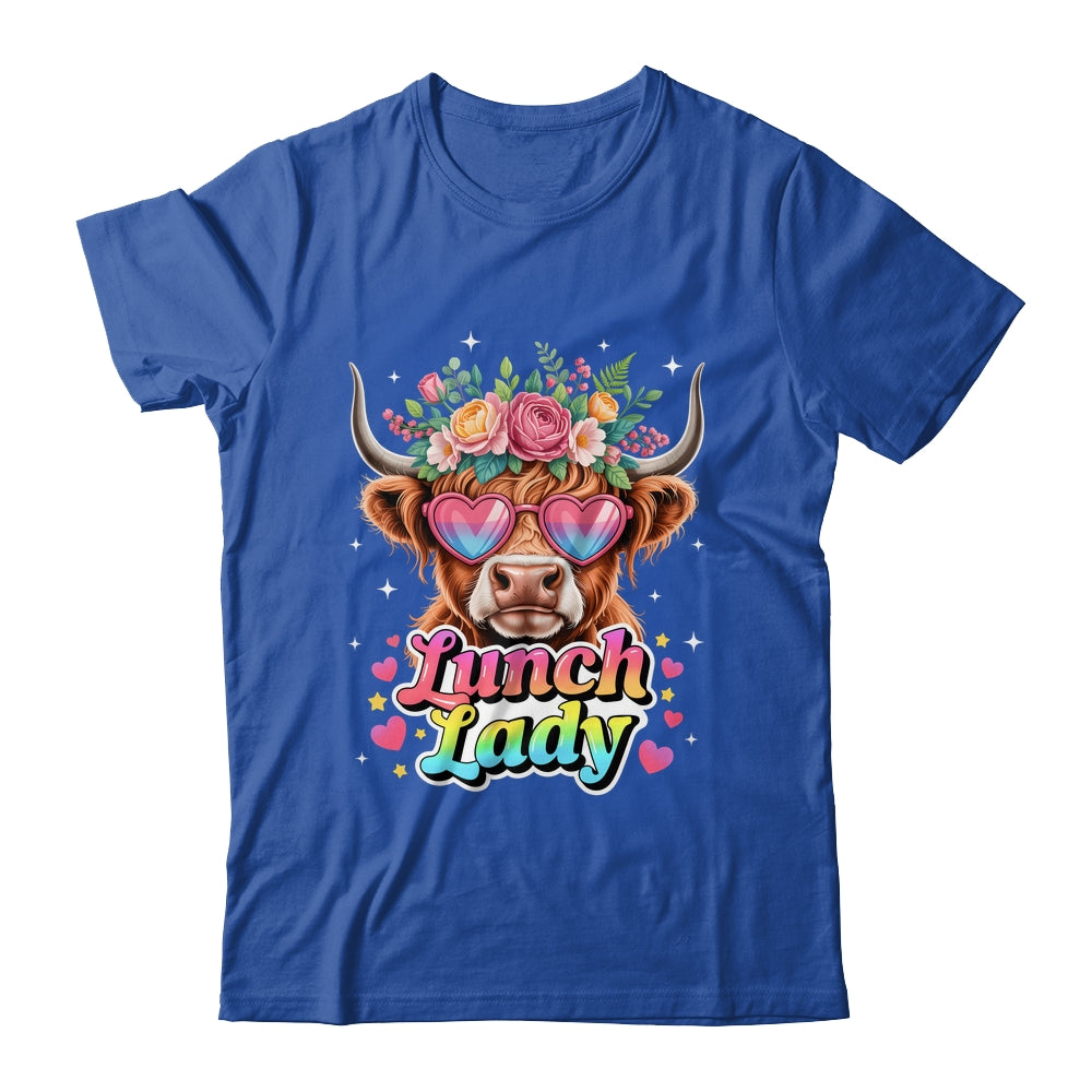 Funny Lunch Lady Valentines Highland Cow Sunglasses Heart Shirt & Tank Top | siriusteestore