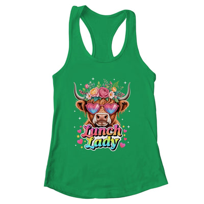 Funny Lunch Lady Valentines Highland Cow Sunglasses Heart Shirt & Tank Top | siriusteestore
