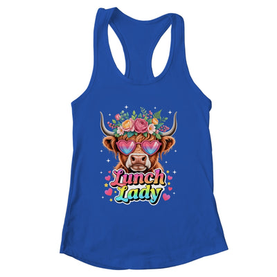 Funny Lunch Lady Valentines Highland Cow Sunglasses Heart Shirt & Tank Top | siriusteestore