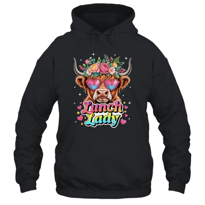 Funny Lunch Lady Valentines Highland Cow Sunglasses Heart Shirt & Tank Top | siriusteestore