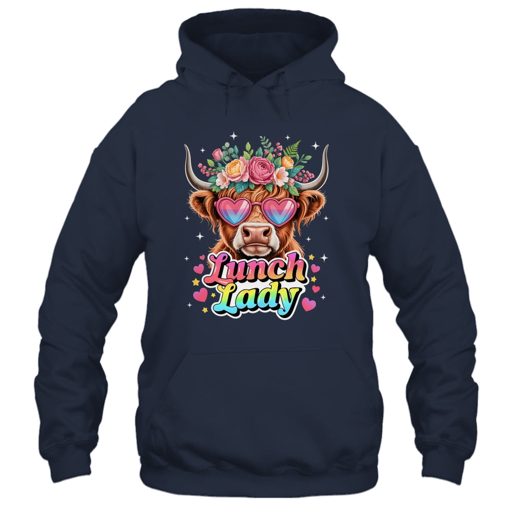 Funny Lunch Lady Valentines Highland Cow Sunglasses Heart Shirt & Tank Top | siriusteestore