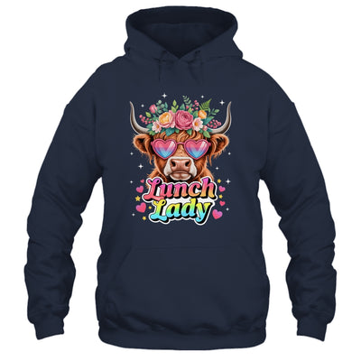 Funny Lunch Lady Valentines Highland Cow Sunglasses Heart Shirt & Tank Top | siriusteestore