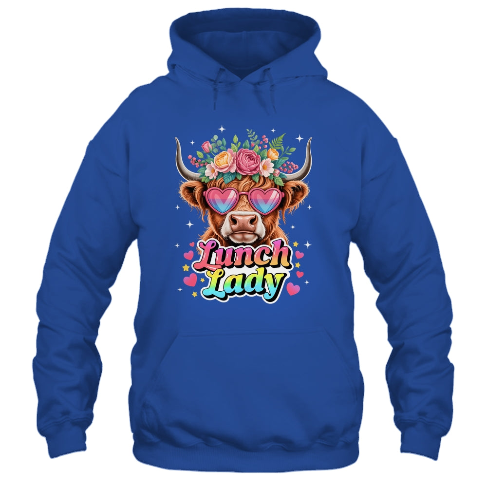 Funny Lunch Lady Valentines Highland Cow Sunglasses Heart Shirt & Tank Top | siriusteestore