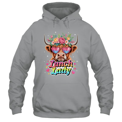 Funny Lunch Lady Valentines Highland Cow Sunglasses Heart Shirt & Tank Top | siriusteestore