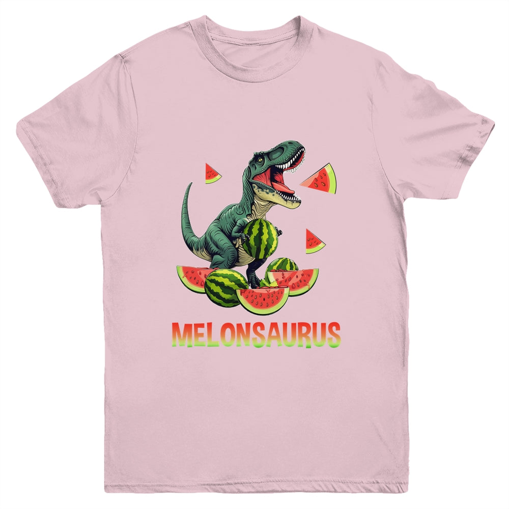 Funny Melonsaurus Watermelon Dinosaur Summer Tropical Fruits Youth Shirt | siriusteestore