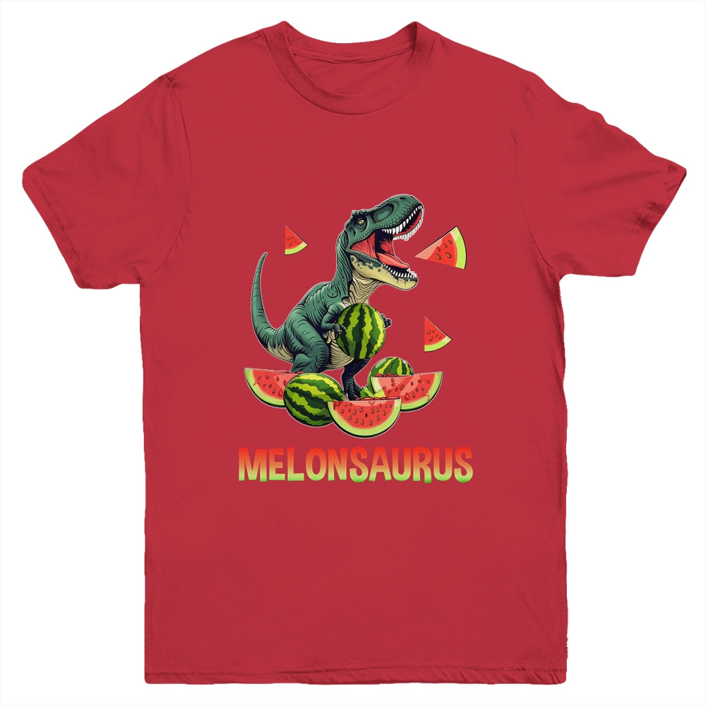 Funny Melonsaurus Watermelon Dinosaur Summer Tropical Fruits Youth Shirt | siriusteestore