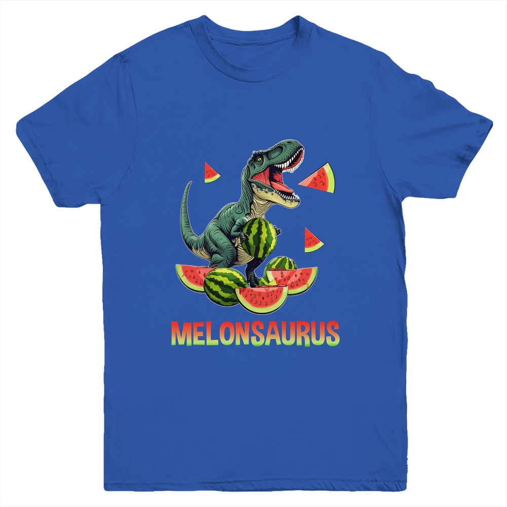 Funny Melonsaurus Watermelon Dinosaur Summer Tropical Fruits Youth Shirt | siriusteestore