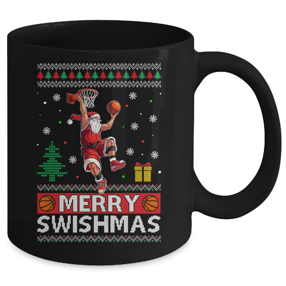 Funny Merry Swishmas Ugly Christmas Basketball Christmas Mug | siriusteestore
