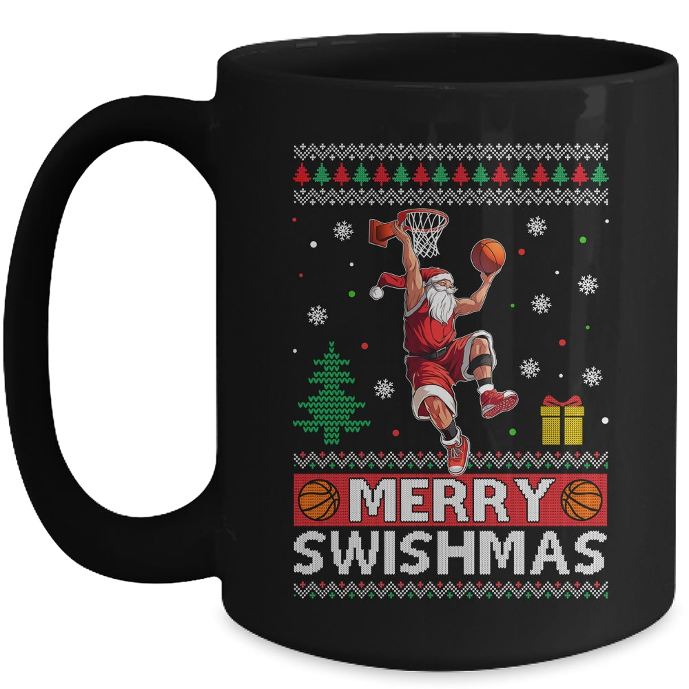 Funny Merry Swishmas Ugly Christmas Basketball Christmas Mug | siriusteestore