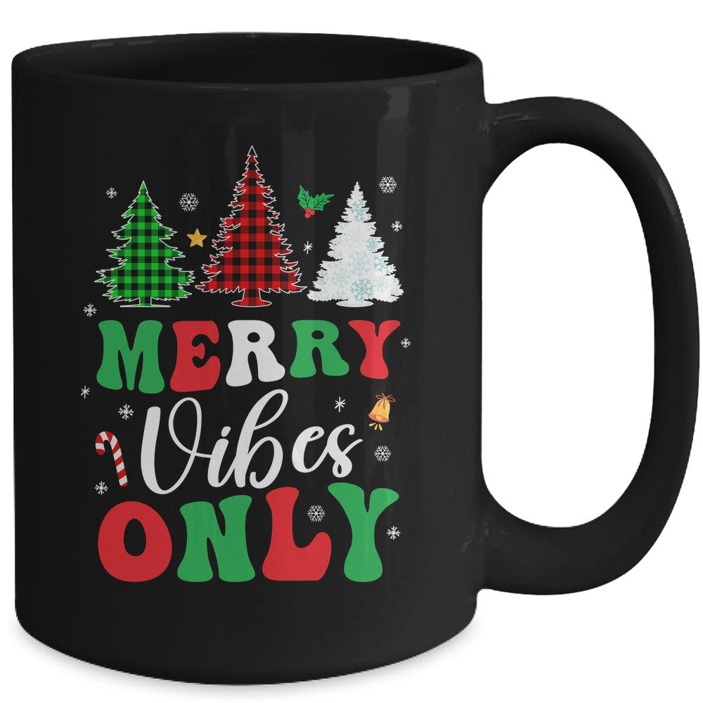 Funny Merry Vibes Only Christmas Tree Light Holiday Xmas Mug | siriusteestore