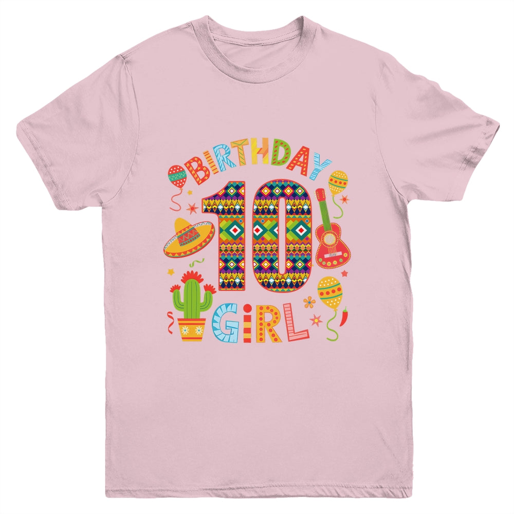Funny Mexican Party 10th Birthday Girl Fiesta 10 Year Old Youth Shirt | siriusteestore