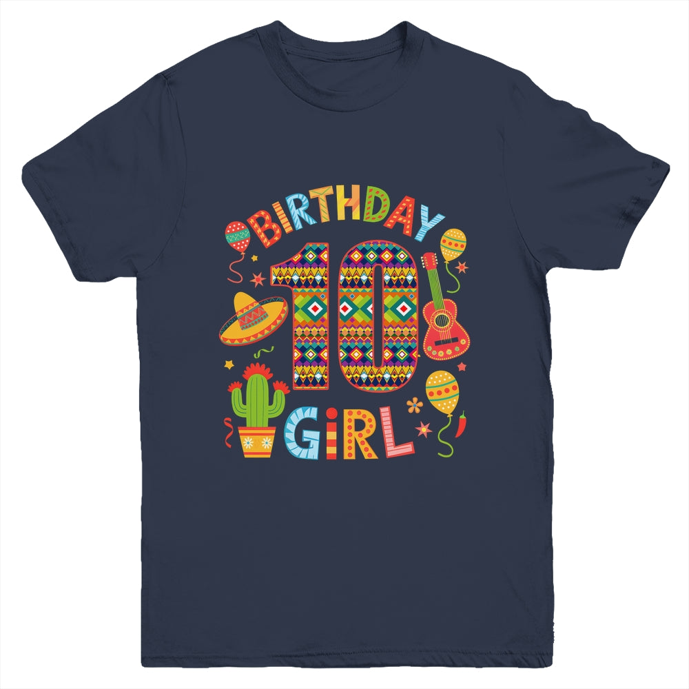 Funny Mexican Party 10th Birthday Girl Fiesta 10 Year Old Youth Shirt | siriusteestore