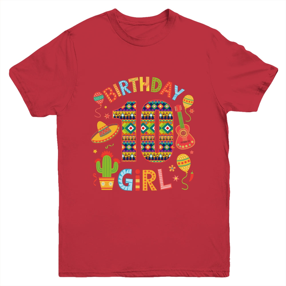 Funny Mexican Party 10th Birthday Girl Fiesta 10 Year Old Youth Shirt | siriusteestore