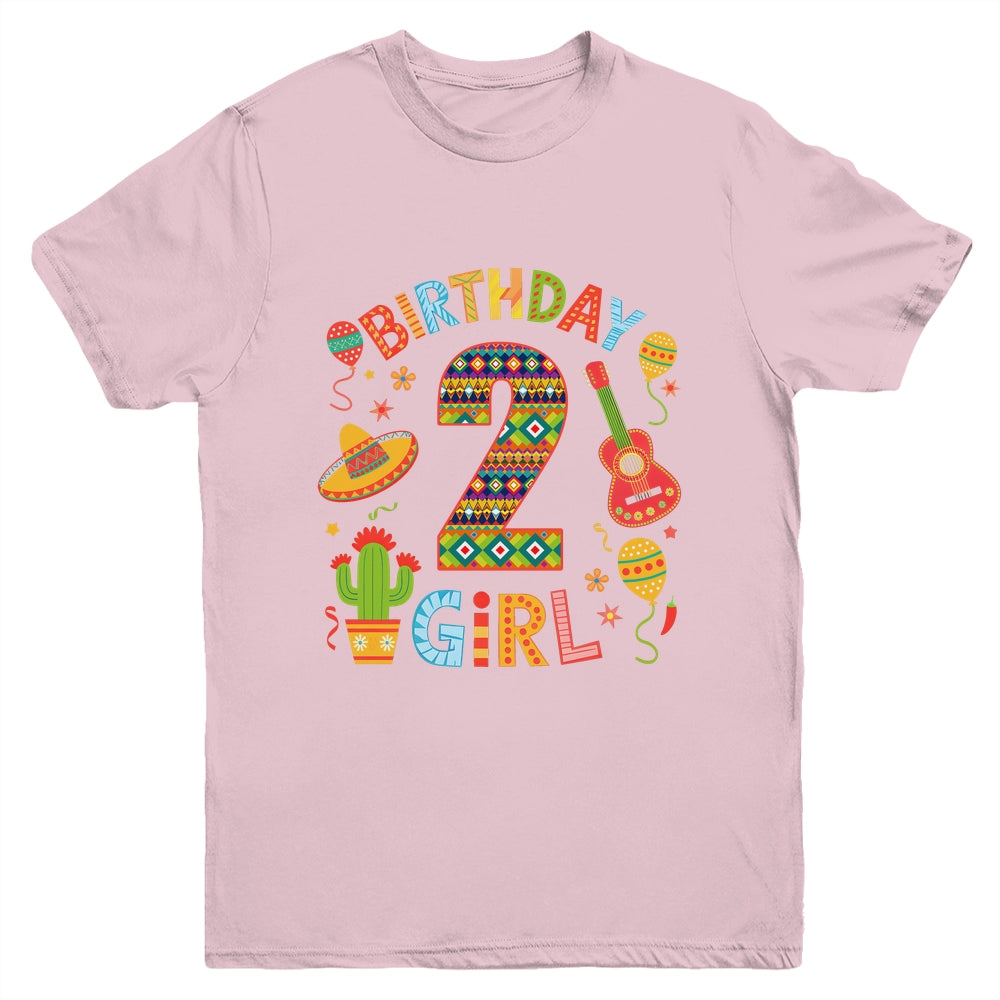 Funny Mexican Party 2nd Birthday Girl Fiesta 2 Year Old Youth Shirt | siriusteestore