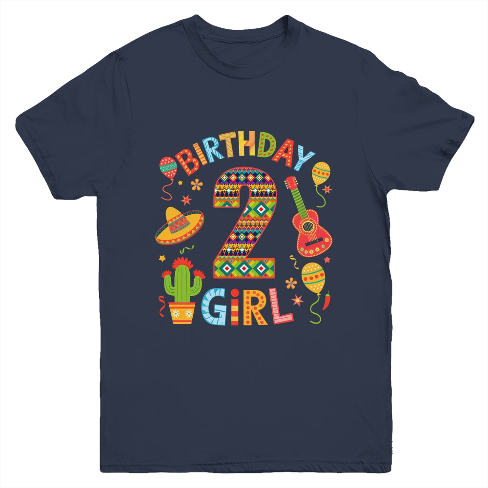 Funny Mexican Party 2nd Birthday Girl Fiesta 2 Year Old Youth Shirt | siriusteestore