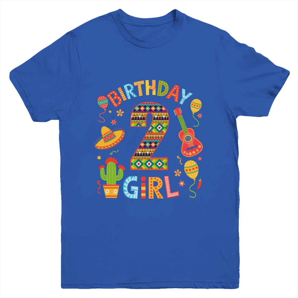 Funny Mexican Party 2nd Birthday Girl Fiesta 2 Year Old Youth Shirt | siriusteestore