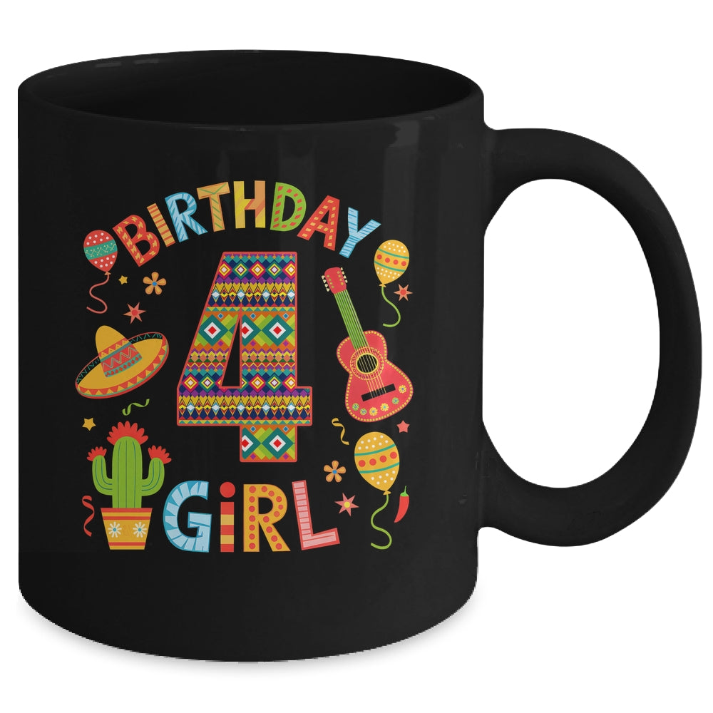 Funny Mexican Party 4th Birthday Girl Fiesta 4 Year Old Mug | siriusteestore