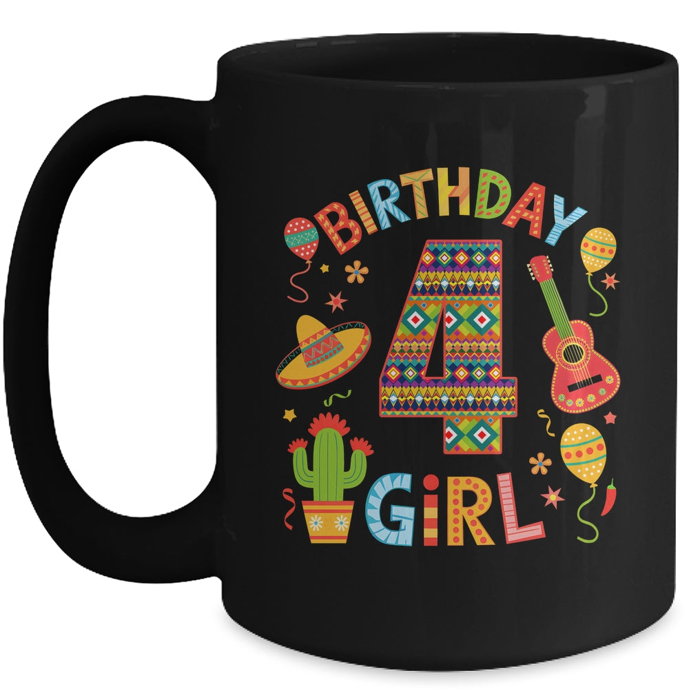 Funny Mexican Party 4th Birthday Girl Fiesta 4 Year Old Mug | siriusteestore