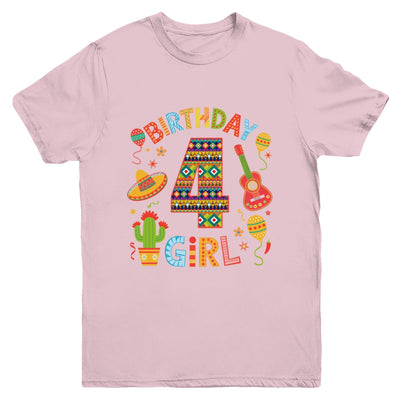 Funny Mexican Party 4th Birthday Girl Fiesta 4 Year Old Youth Shirt | siriusteestore